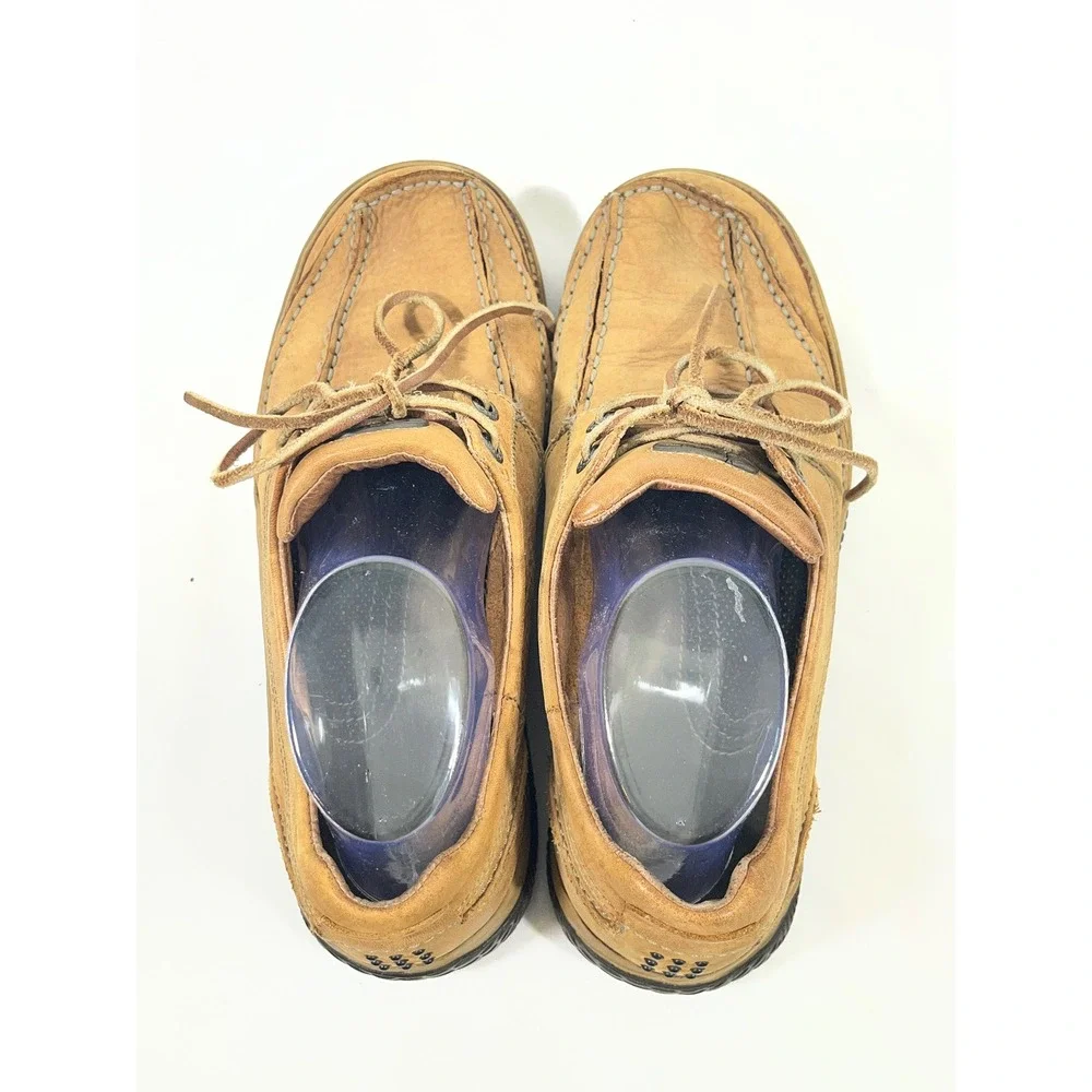 Clarks 78611 Leather Boat Shoes Men 9 Tan Moc Toe Lace Up Loafers‎ Costal Rugged